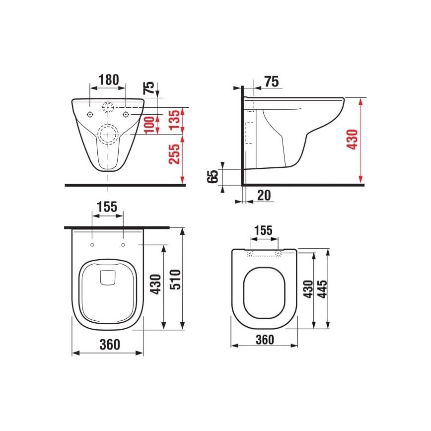 JIKA H8666140000001 - Κρεμαστή λεκάνη WC DEEP κεραμική/λευκή + κάθισμα WC SoftClose DEEP duroplast/λευκό