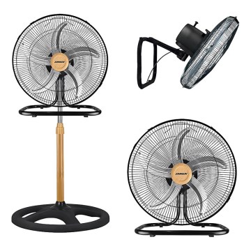 JOHNSON - Ανεμιστήρας δαπέδου 3 σε 1 WOOD 80W/230V Ø 50 cm μαύρο/μπεζ