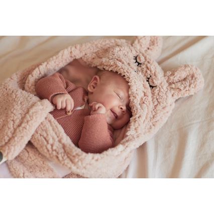 Jollein - Swaddle blanket fleece Bunny 100x105 cm Pale Pink