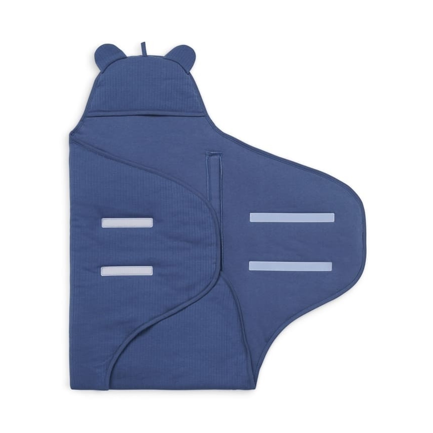 Jollein - Κουβέρτα αγκαλιάς βαμβακερή BASIC STRIPE 100x105 cm Jeans Blue