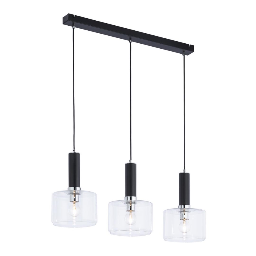 Jupiter 1857 - VA3 - Κρεμαστό φωτιστικό οροφής VANES 3xE27/60W/230V γυαλιστερό χρώμιο/μαύρο
