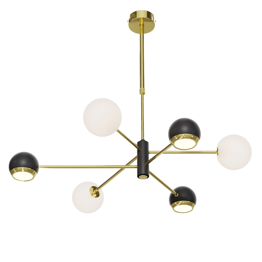 Jupiter 1965 - Πολυέλαιος σε ράβδο MOKA 3xGU10/10W/230V + 3xG9/10W/230V χρυσό/μαύρο/λευκό