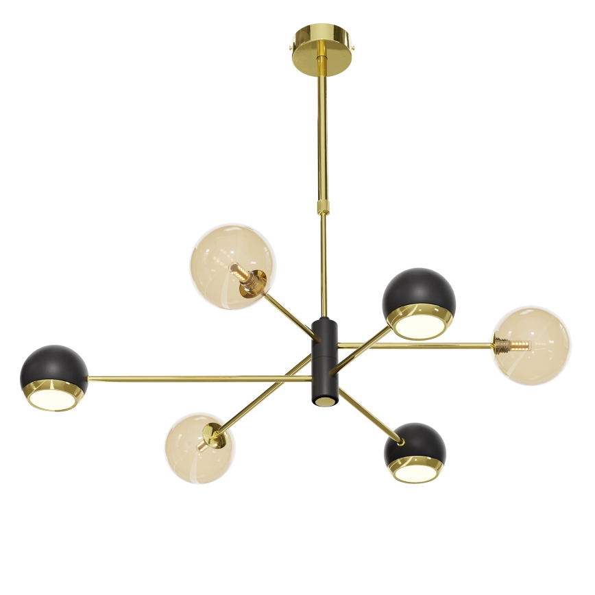 Jupiter 1966 - Κρεμαστό φωτιστικό MOKA 3xGU10/10W/230V + 3xG9/10W/230V χρυσαφί/μαύρο/μπεζ