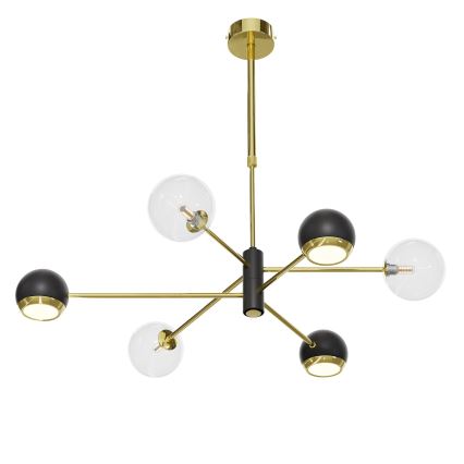 Jupiter 1967 - Φωτιστικό οροφής σε ράβδο MOKA 3xGU10/10W/230V + 3xG9/10W/230V χρυσό/μαύρο/διάφανο