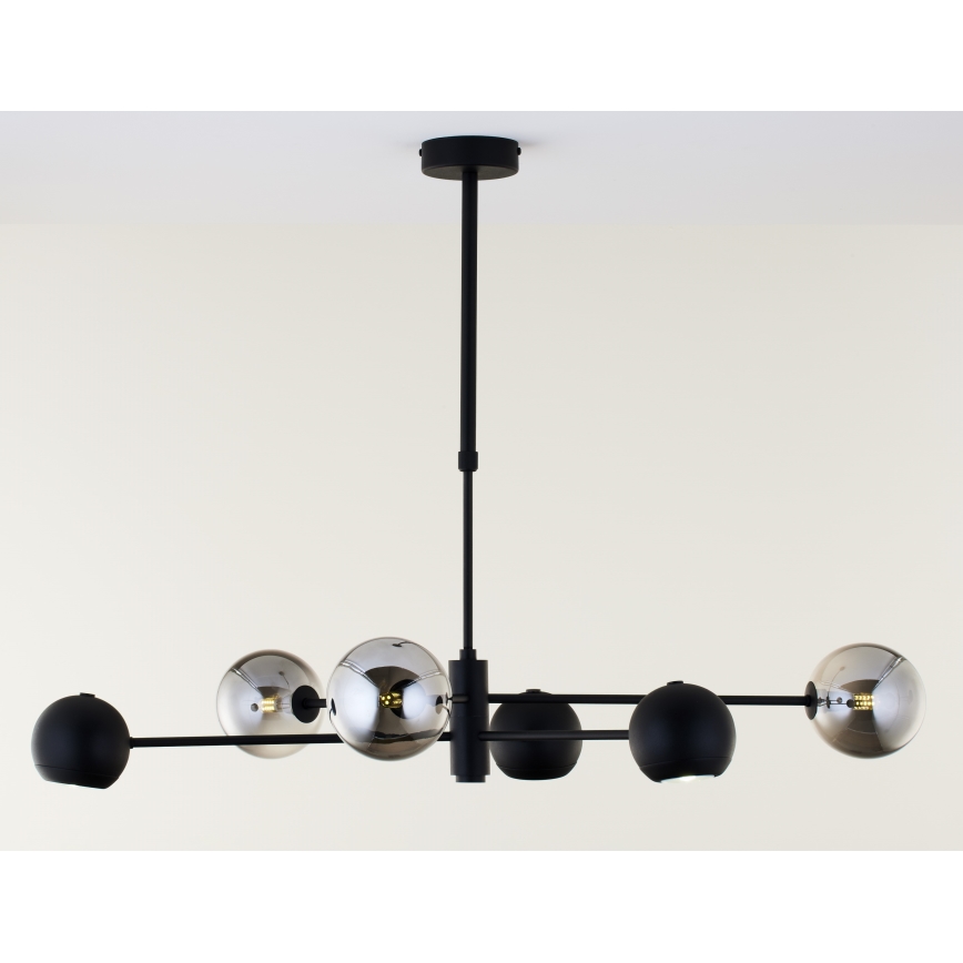 Jupiter 1974 - Κρεμαστό φωτιστικό MOKA 3xGU10/10W/230V + 3xG9/10W/230V μαύρο/γυαλιστερό χρώμιο