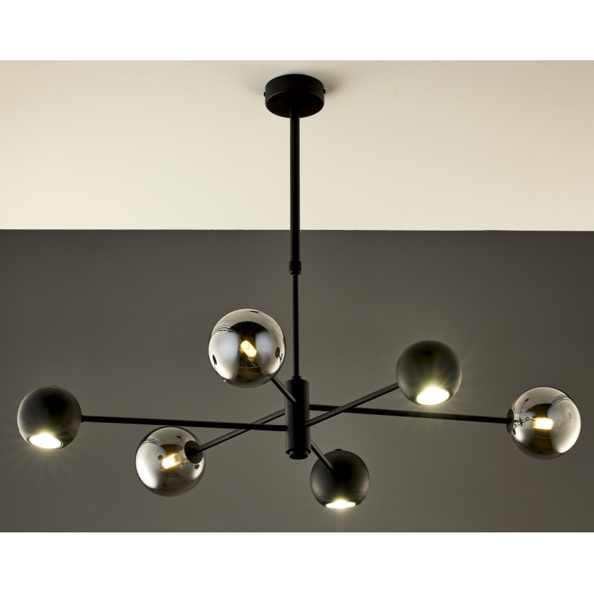 Jupiter 1974 - Κρεμαστό φωτιστικό MOKA 3xGU10/10W/230V + 3xG9/10W/230V μαύρο/γυαλιστερό χρώμιο