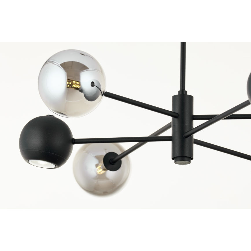 Jupiter 1974 - Κρεμαστό φωτιστικό MOKA 3xGU10/10W/230V + 3xG9/10W/230V μαύρο/γυαλιστερό χρώμιο