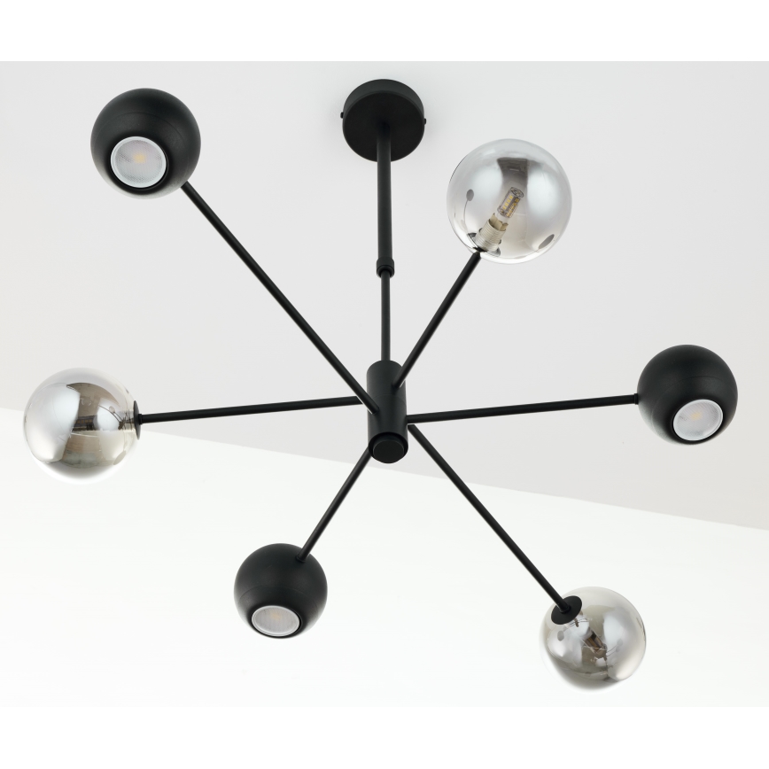 Jupiter 1974 - Κρεμαστό φωτιστικό MOKA 3xGU10/10W/230V + 3xG9/10W/230V μαύρο/γυαλιστερό χρώμιο