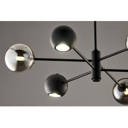 Jupiter 1974 - Κρεμαστό φωτιστικό MOKA 3xGU10/10W/230V + 3xG9/10W/230V μαύρο/γυαλιστερό χρώμιο