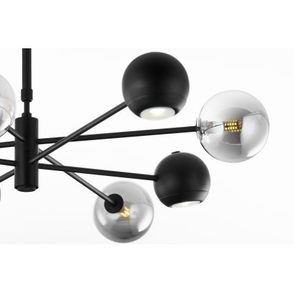 Jupiter 1975 - Κρεμαστό φωτιστικό MOKA 4xGU10/10W/230V + 4xG9/10W/230V μαύρο/γυαλιστερό χρώμιο