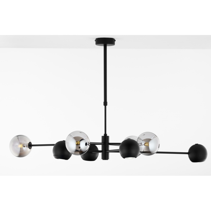 Jupiter 1975 - Κρεμαστό φωτιστικό MOKA 4xGU10/10W/230V + 4xG9/10W/230V μαύρο/γυαλιστερό χρώμιο