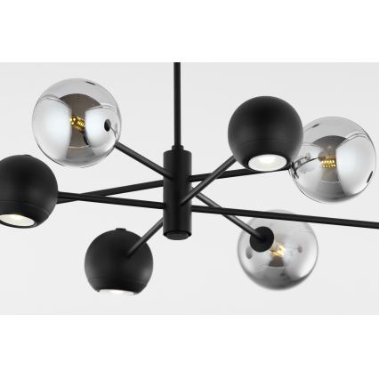 Jupiter 1975 - Κρεμαστό φωτιστικό MOKA 4xGU10/10W/230V + 4xG9/10W/230V μαύρο/γυαλιστερό χρώμιο