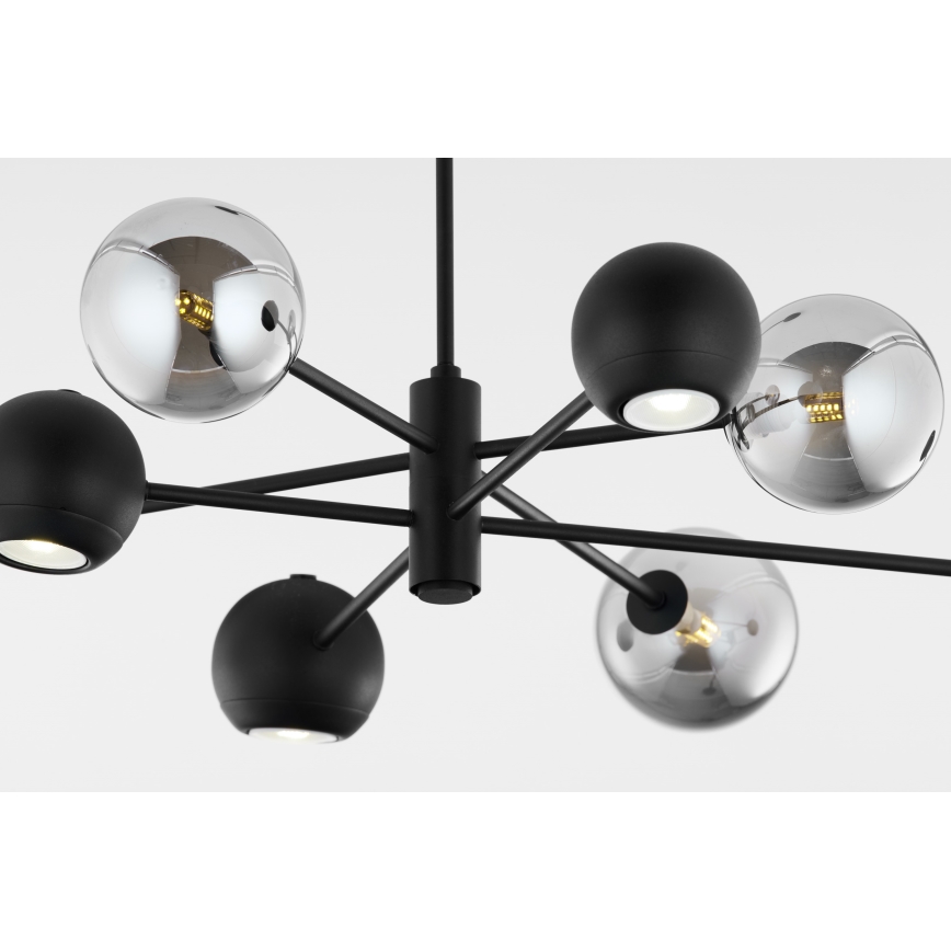Jupiter 1975 - Κρεμαστό φωτιστικό MOKA 4xGU10/10W/230V + 4xG9/10W/230V μαύρο/γυαλιστερό χρώμιο