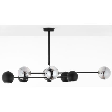 Jupiter 1975 - Κρεμαστό φωτιστικό MOKA 4xGU10/10W/230V + 4xG9/10W/230V μαύρο/γυαλιστερό χρώμιο