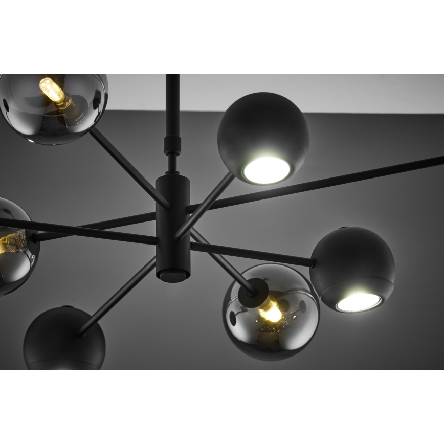 Jupiter 1975 - Κρεμαστό φωτιστικό MOKA 4xGU10/10W/230V + 4xG9/10W/230V μαύρο/γυαλιστερό χρώμιο