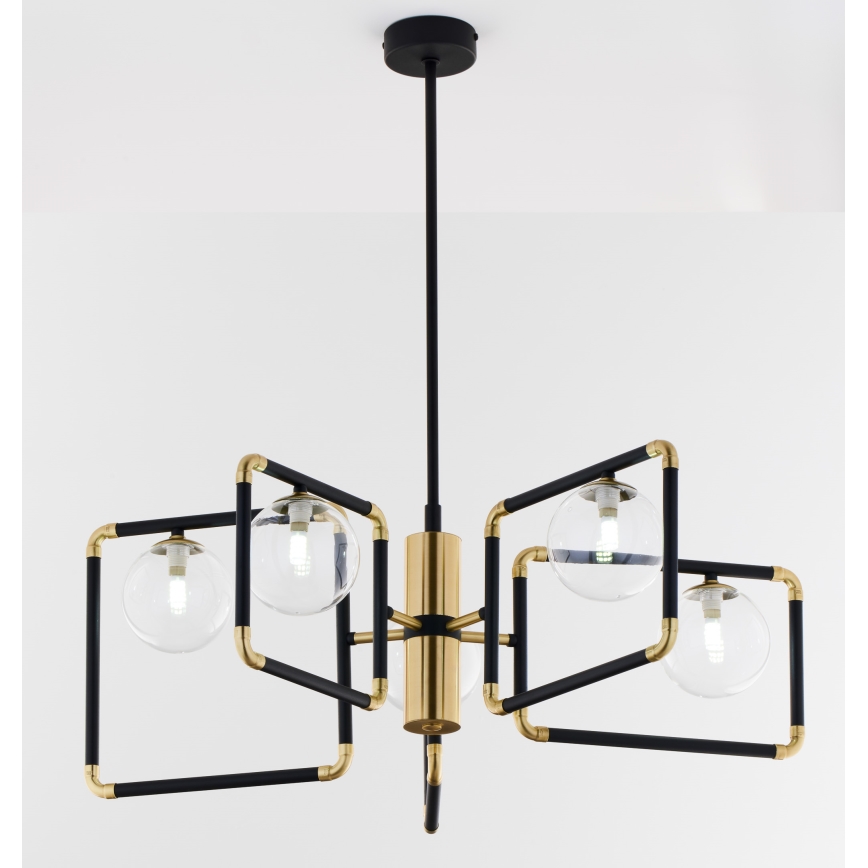 Jupiter 1985 - Κρεμαστό φωτιστικό IBRA 5xG9/10W/230V μαύρο/χρυσαφί