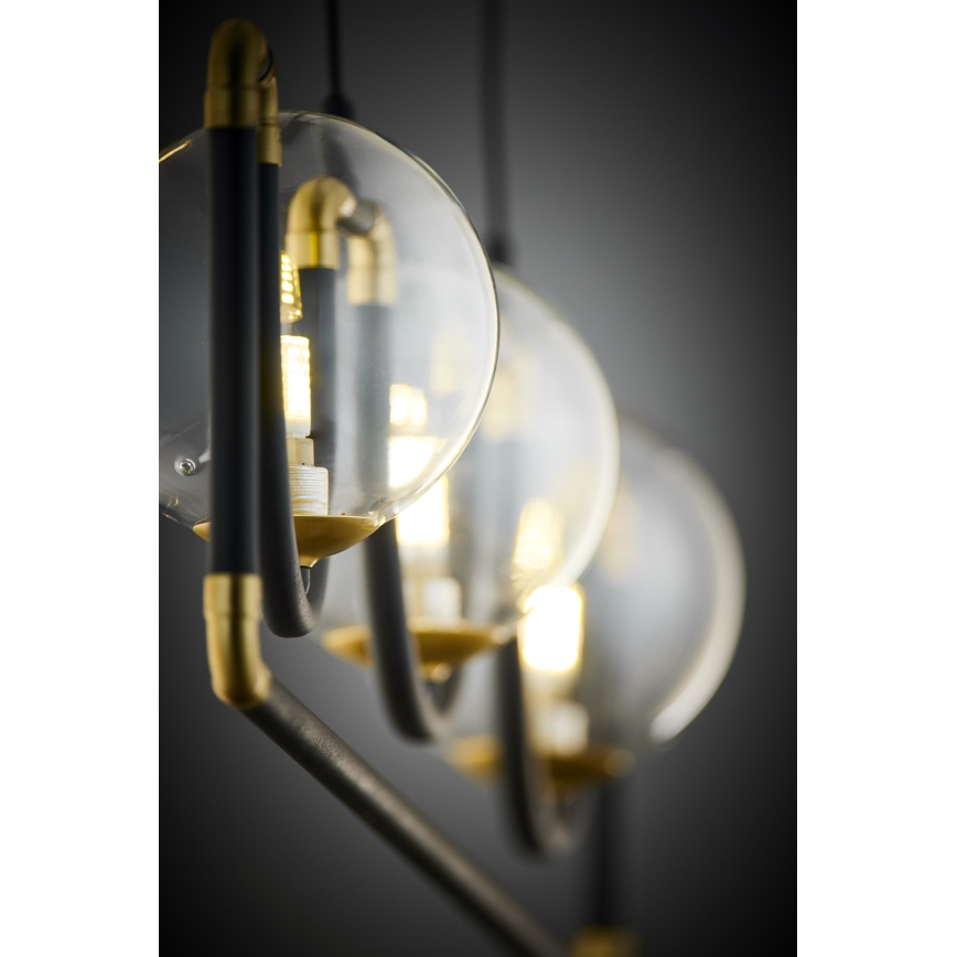 Jupiter 1990 - Κρεμαστό φωτιστικό οροφής  HANZA 3xG9/10W/230V μαύρο/χρυσαφί