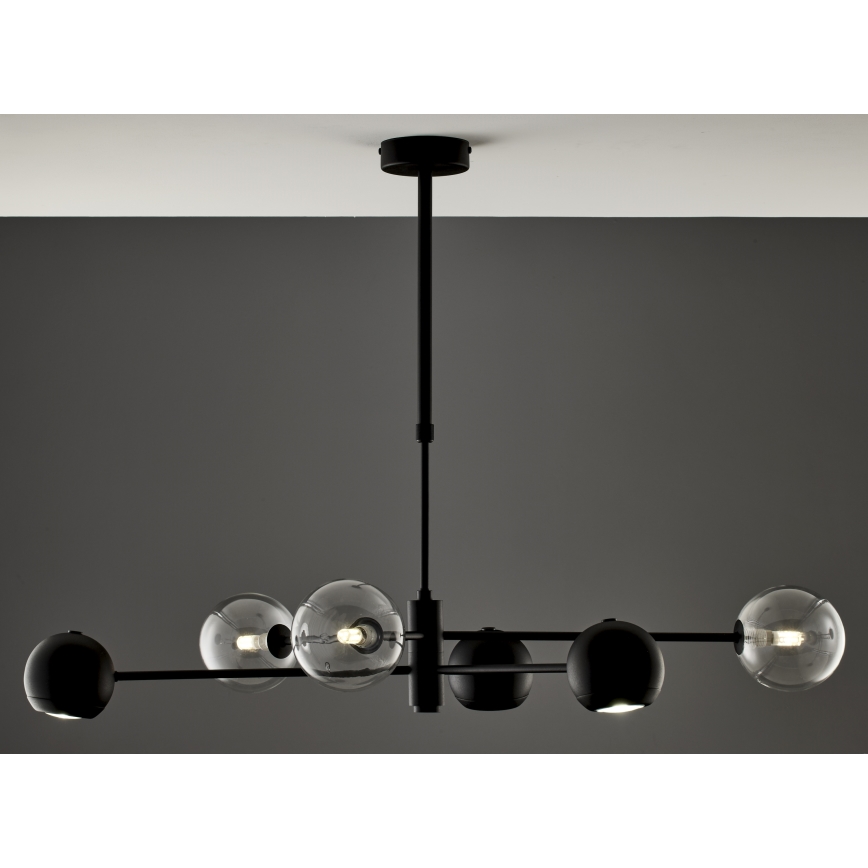 Jupiter 1995 - Κρεμαστό φωτιστικό MOKA 3xGU10/10W/230V + 3xG9/10W/230V μαύρο/διαφανής