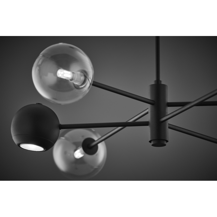 Jupiter 1995 - Κρεμαστό φωτιστικό MOKA 3xGU10/10W/230V + 3xG9/10W/230V μαύρο/διαφανής