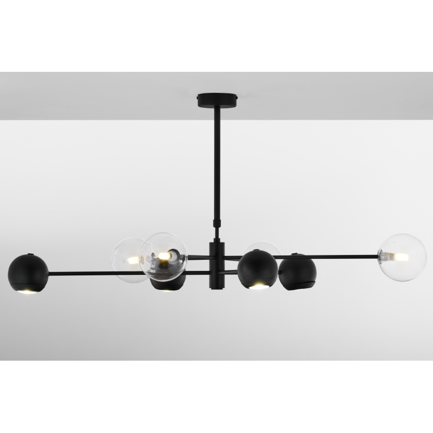 Jupiter 1996 - Κρεμαστό φωτιστικό MOKA 4xGU10/10W/230V + 4xG9/10W/230V μαύρο/διαφανής
