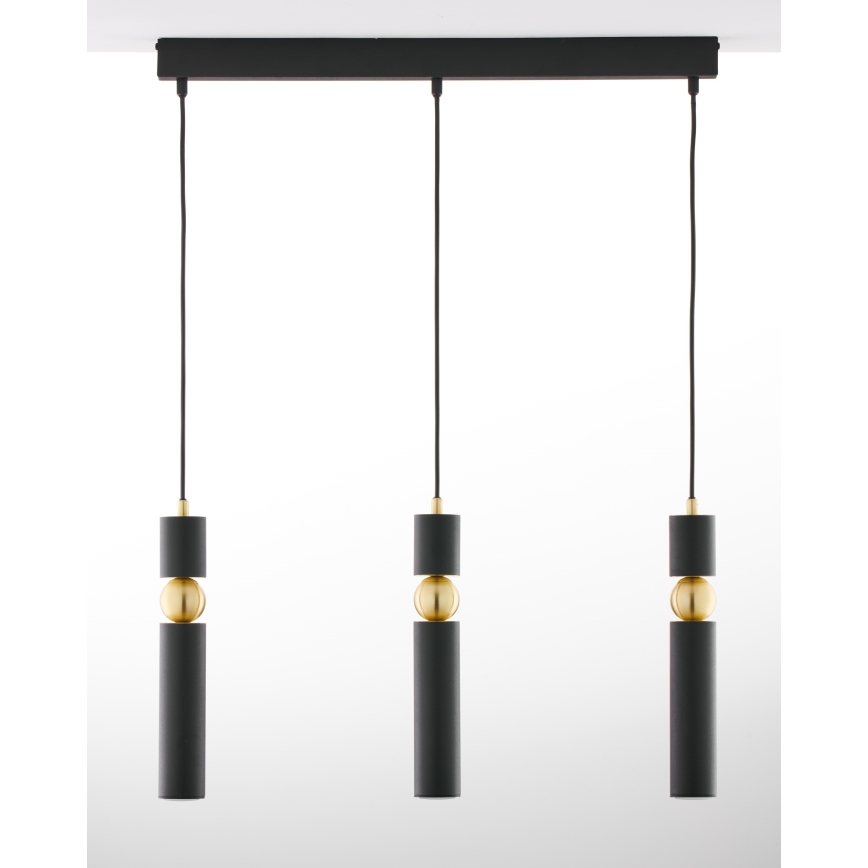 Jupiter 2004 - Κρεμαστό φωτιστικό οροφής ALAS 3xGU10/10W/230V μαύρο/χρυσαφί