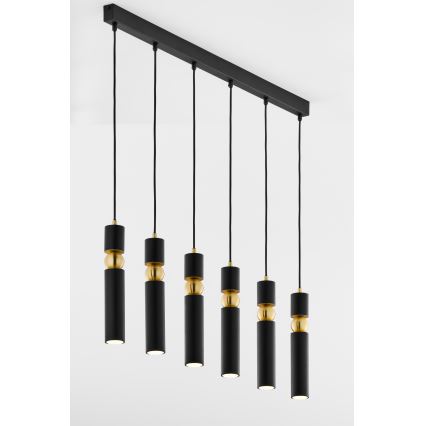 Jupiter 2005 - Κρεμαστό φωτιστικό οροφής ALAS 6xGU10/10W/230V μαύρο/χρυσαφί