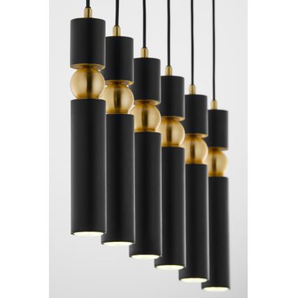 Jupiter 2005 - Κρεμαστό φωτιστικό οροφής ALAS 6xGU10/10W/230V μαύρο/χρυσαφί