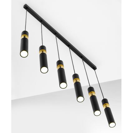 Jupiter 2005 - Κρεμαστό φωτιστικό οροφής ALAS 6xGU10/10W/230V μαύρο/χρυσαφί