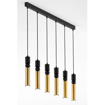 Jupiter 2008 - Κρεμαστό φωτιστικό οροφής ALAS 6xGU10/10W/230V χρυσαφί/μαύρο