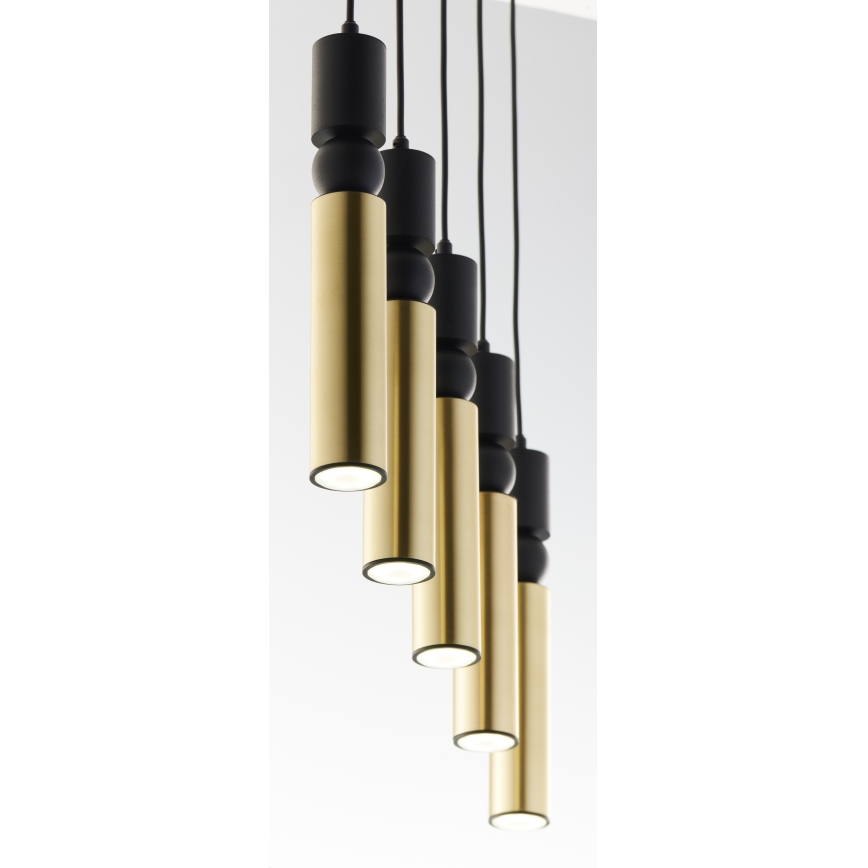 Jupiter 2012 - Κρεμαστό φωτιστικό οροφής ALAS 5xGU10/10W/230V μαύρο/χρυσαφί