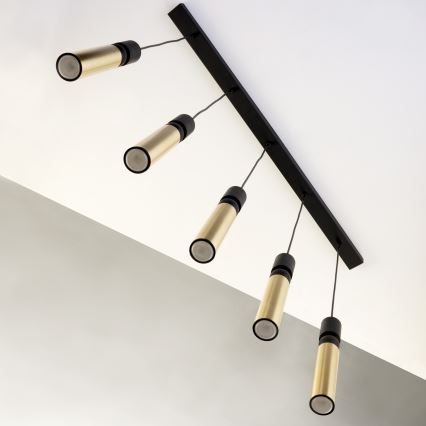 Jupiter 2012 - Κρεμαστό φωτιστικό οροφής ALAS 5xGU10/10W/230V μαύρο/χρυσαφί