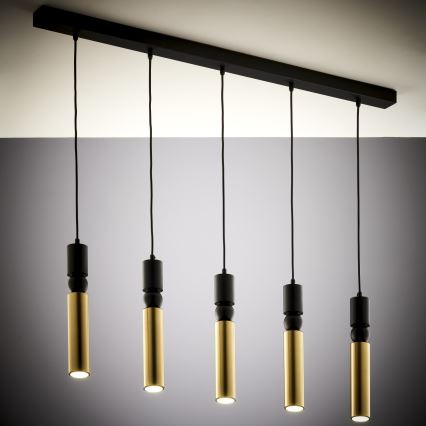 Jupiter 2012 - Κρεμαστό φωτιστικό οροφής ALAS 5xGU10/10W/230V μαύρο/χρυσαφί