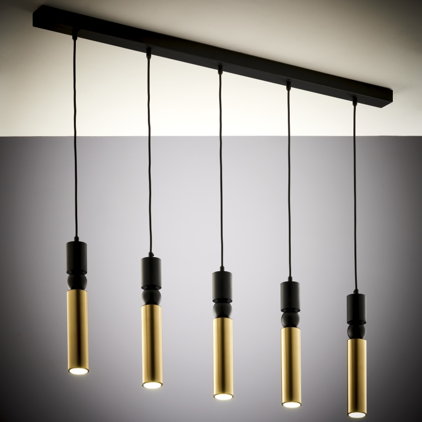 Jupiter 2012 - Κρεμαστό φωτιστικό οροφής ALAS 5xGU10/10W/230V μαύρο/χρυσαφί