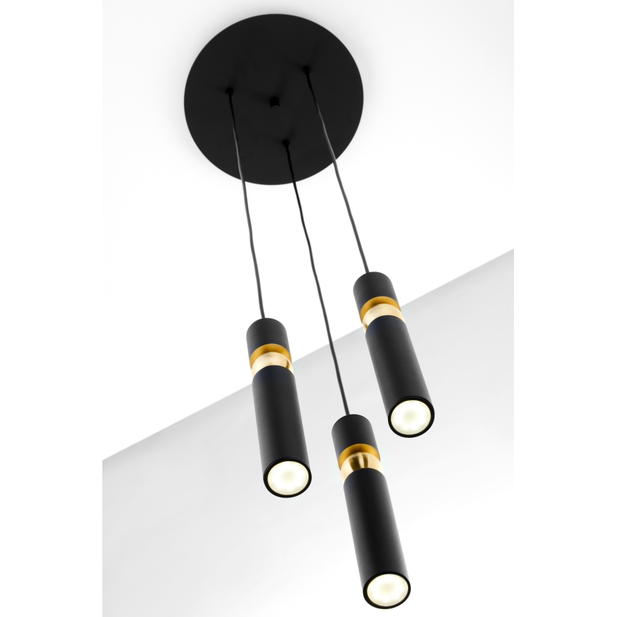 Jupiter 2013 - Κρεμαστό φωτιστικό οροφής ALAS 3xGU10/10W/230V μαύρο/χρυσαφί