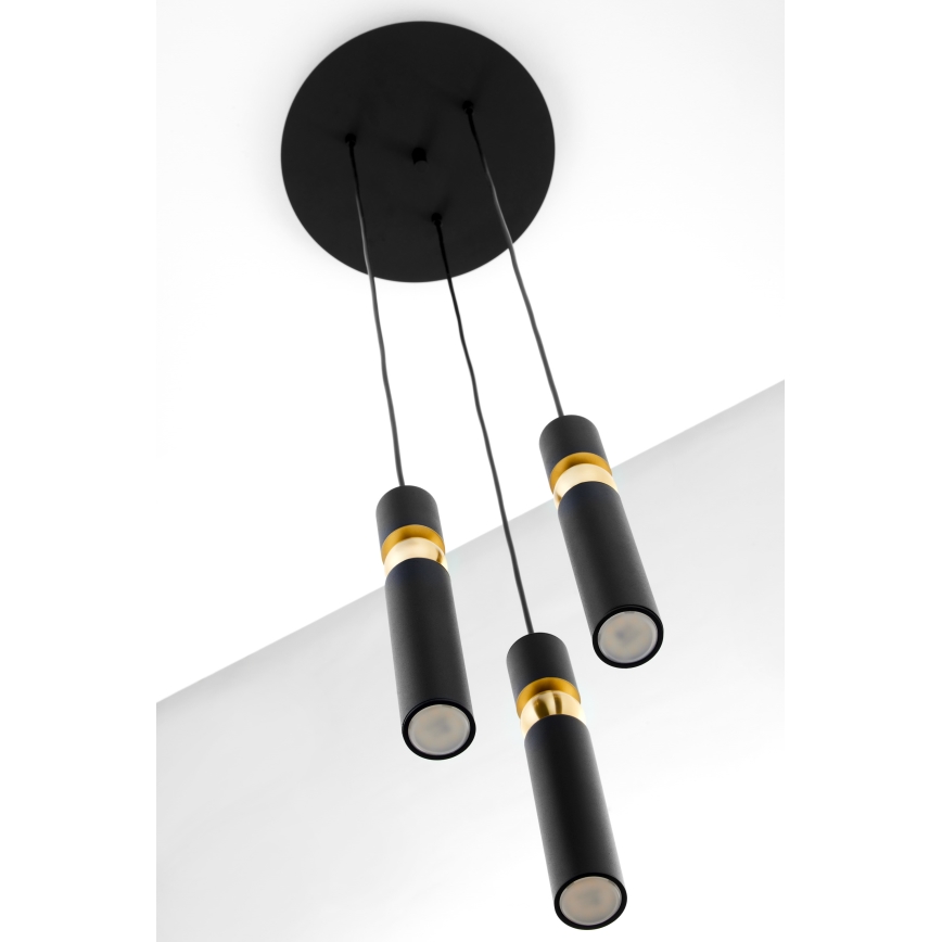 Jupiter 2013 - Κρεμαστό φωτιστικό οροφής ALAS 3xGU10/10W/230V μαύρο/χρυσαφί