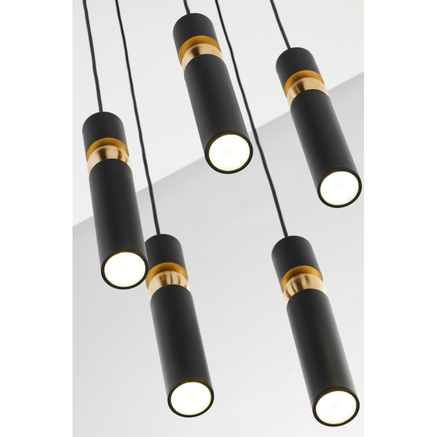 Jupiter 2014 - Κρεμαστό φωτιστικό οροφής ALAS 5xGU10/10W/230V μαύρο/χρυσαφί
