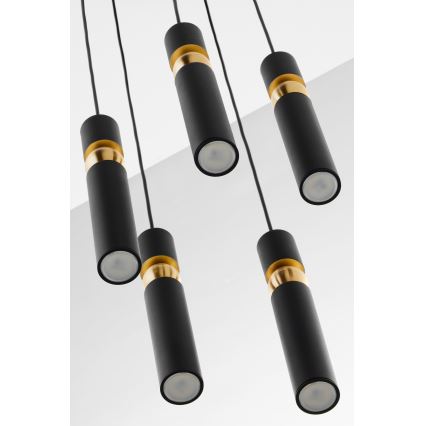 Jupiter 2014 - Κρεμαστό φωτιστικό οροφής ALAS 5xGU10/10W/230V μαύρο/χρυσαφί