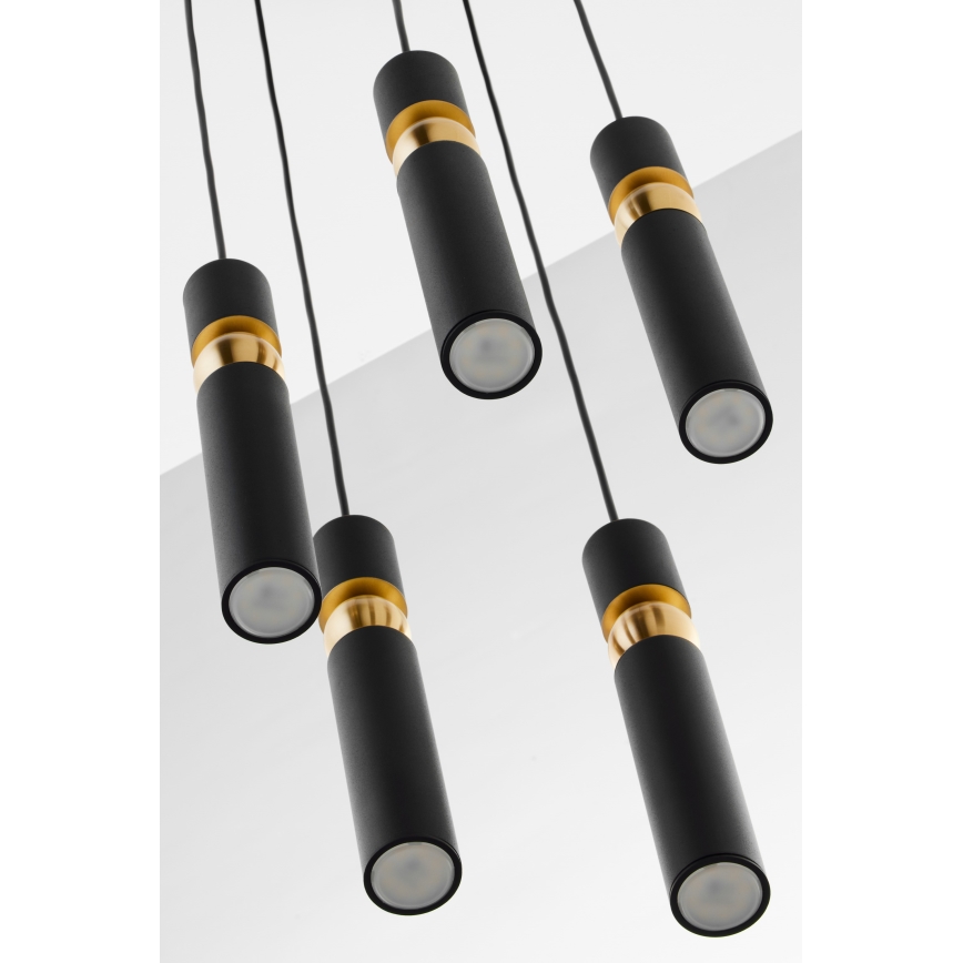 Jupiter 2014 - Κρεμαστό φωτιστικό οροφής ALAS 5xGU10/10W/230V μαύρο/χρυσαφί
