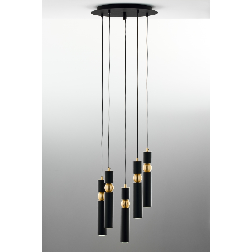 Jupiter 2014 - Κρεμαστό φωτιστικό οροφής ALAS 5xGU10/10W/230V μαύρο/χρυσαφί
