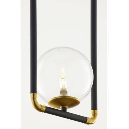 Jupiter 2023 - Κρεμαστό φωτιστικό οροφής ZAFRA 1xG9/10W/230V μαύρο/χρυσαφί/γυάλινο