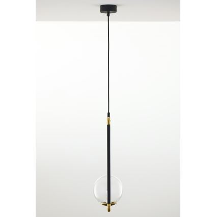 Jupiter 2023 - Κρεμαστό φωτιστικό οροφής ZAFRA 1xG9/10W/230V μαύρο/χρυσαφί/γυάλινο