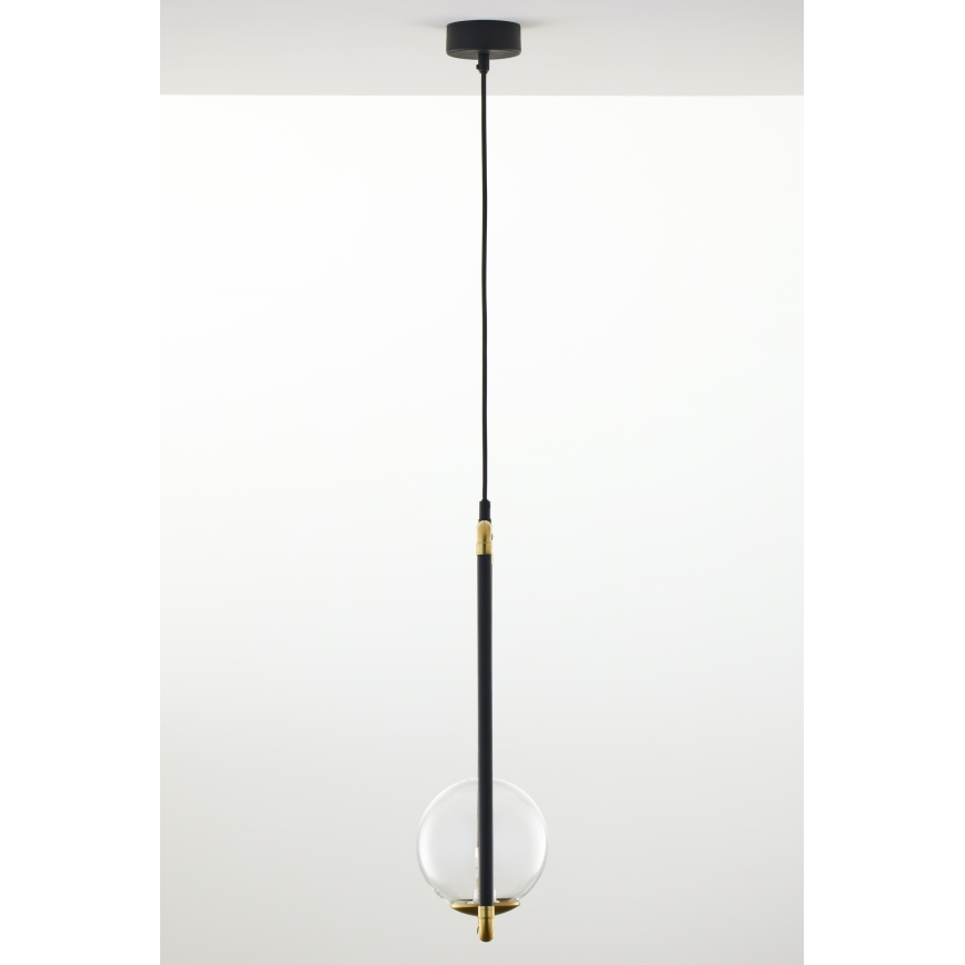 Jupiter 2023 - Κρεμαστό φωτιστικό οροφής ZAFRA 1xG9/10W/230V μαύρο/χρυσαφί/γυάλινο