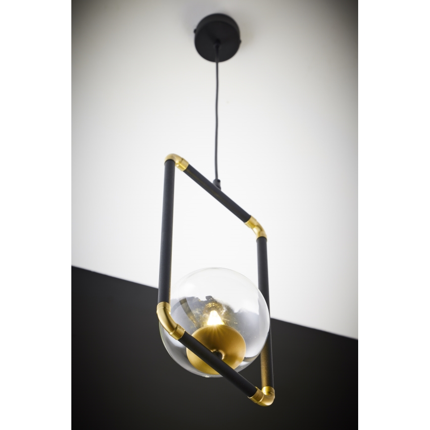 Jupiter 2023 - Κρεμαστό φωτιστικό οροφής ZAFRA 1xG9/10W/230V μαύρο/χρυσαφί/γυάλινο