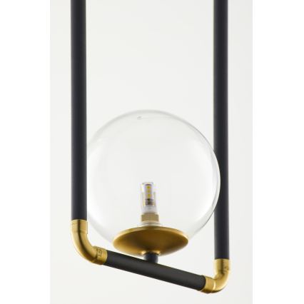 Jupiter 2023 - Κρεμαστό φωτιστικό οροφής ZAFRA 1xG9/10W/230V μαύρο/χρυσαφί/γυάλινο