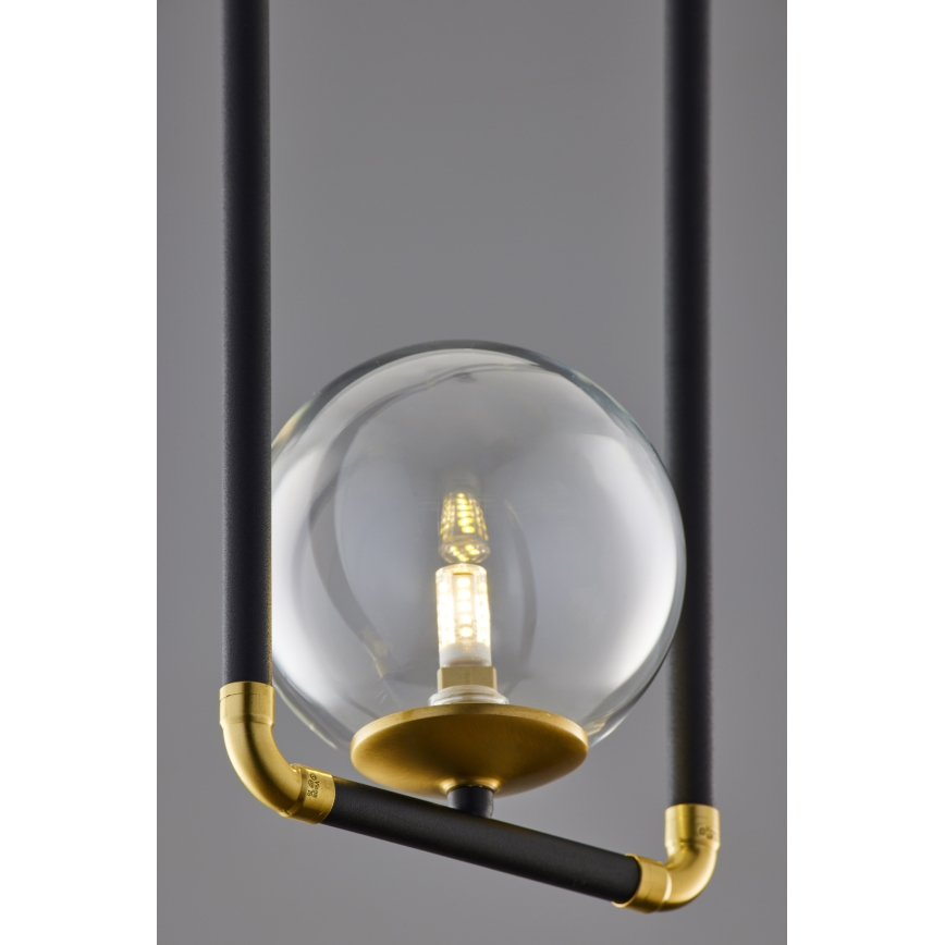 Jupiter 2023 - Κρεμαστό φωτιστικό οροφής ZAFRA 1xG9/10W/230V μαύρο/χρυσαφί/γυάλινο