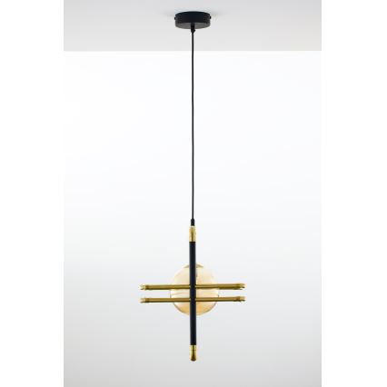Jupiter 2025 - Κρεμαστό φωτιστικό οροφής FIORI 1xG9/10W/230V μαύρο/χρυσαφί/μπεζ