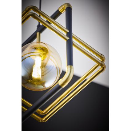 Jupiter 2025 - Κρεμαστό φωτιστικό οροφής FIORI 1xG9/10W/230V μαύρο/χρυσαφί/μπεζ