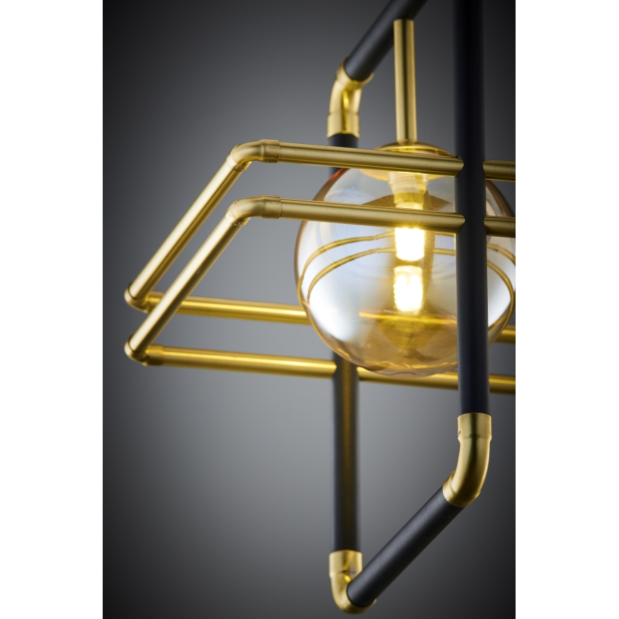 Jupiter 2025 - Κρεμαστό φωτιστικό οροφής FIORI 1xG9/10W/230V μαύρο/χρυσαφί/μπεζ