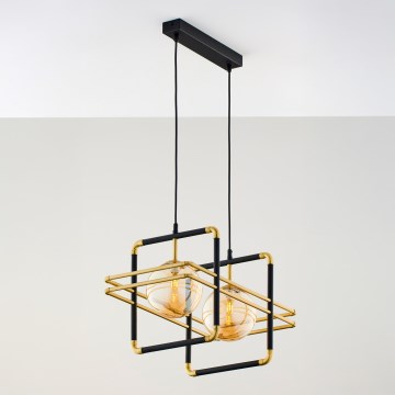 Jupiter 2026 - Κρεμαστό φωτιστικό οροφής FIORI 2xG9/10W/230V μαύρο/χρυσαφί/μπεζ
