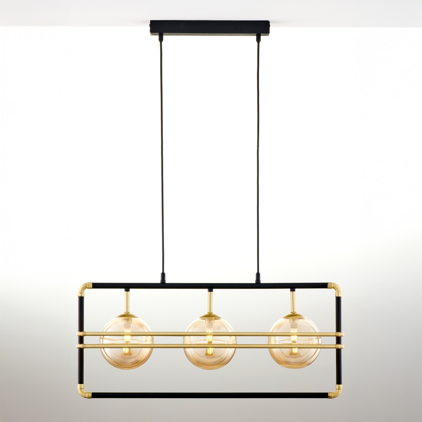 Jupiter 2027 -Κρεμαστό φωτιστικό οροφής FIORI 3xG9/10W/230V μαύρο/χρυσαφί/μπεζ